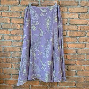 Rena Rowan Vintage Purple Paisley Floral Skirt Boho Chic Summer Midi Size 14